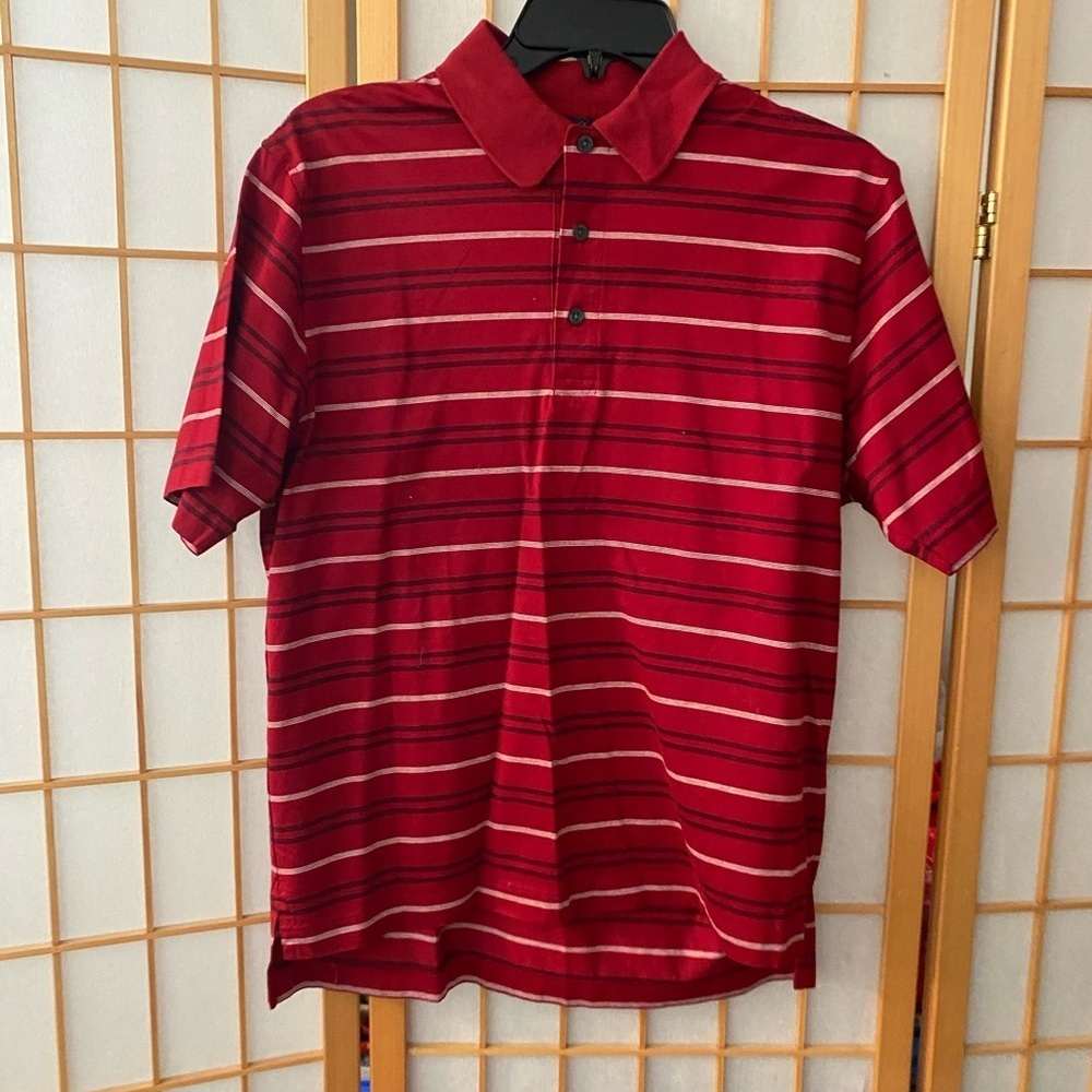Brooks Brothers 346 100% Cotton Small  Red Striped Men's Short Sleeve Polo Shirt